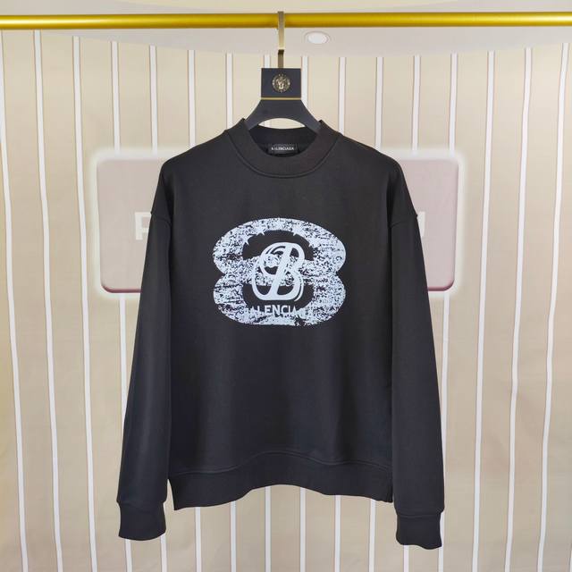 Bal*Nciaga 巴黎世家 2025秋冬新款原单男士休闲卫衣 高端定制 高版本 时尚百搭爆款Os宽松落肩偏大版型印花Logo图案设计 原版进口420克双股纯
