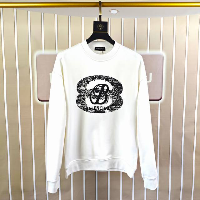 Bal*Nciaga 巴黎世家 2025秋冬新款原单男士休闲卫衣 高端定制 高版本 时尚百搭爆款Os宽松落肩偏大版型印花Logo图案设计 原版进口420克双股纯