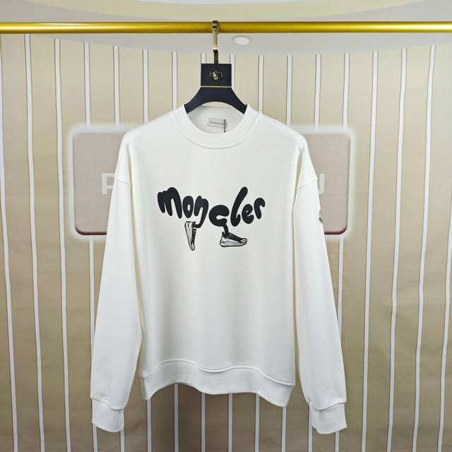 M*Ncler 蒙口2025秋冬新款原单男士休闲卫衣 高端定制 高版本 时尚百搭爆款Os宽松落肩偏大版型印花Logo图案设计 原版进口420克双股纯棉面料 螺纹