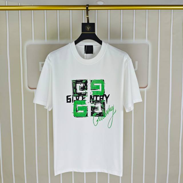 G*Venchy 纪梵希2025春夏新款原单男士圆领短袖T恤 专柜同步售卖 高端品质 高版本 Os版型阔版 爆款印胶印花Logo图案设计 定制进口双股100%纯