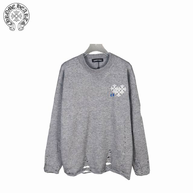 Chrome Hearts 克罗心刺绣圆盘梵文十字架破洞针织毛衣 好看到掐人中的款式男女同款搭配黑白色太出片 实物好看 上身好看 日常穿好看 拍照更出片 很难不