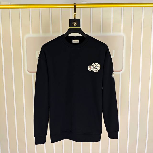 M*Ncler 蒙口2025秋冬新款原单男士休闲卫衣 高端定制 高版本 时尚百搭爆款Os宽松落肩偏大版型绣花Logo图案设计 原版进口420克双股纯棉面料 螺纹