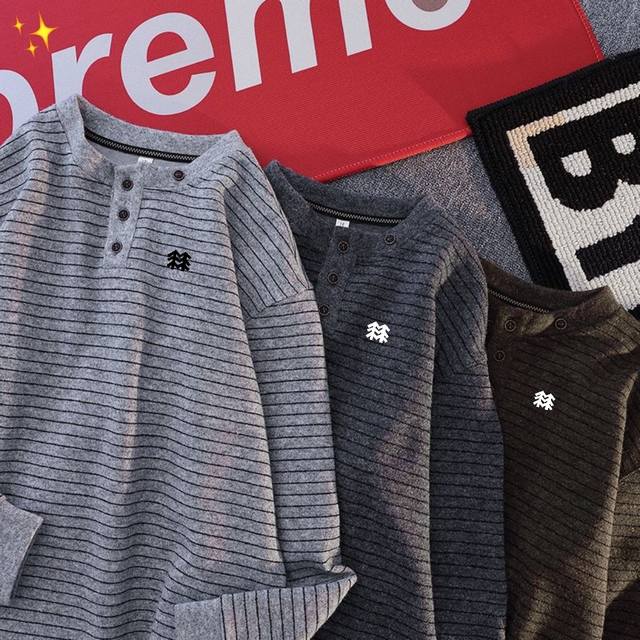 供 可隆 Kolonsport 秋冬美式老钱风艺术羊毛条纹圆领半开纽扣T恤打底衫 内搭外穿套头卫衣情侣男女同款 圆领卫衣透气在追求品质与舒适并重的时代Desce