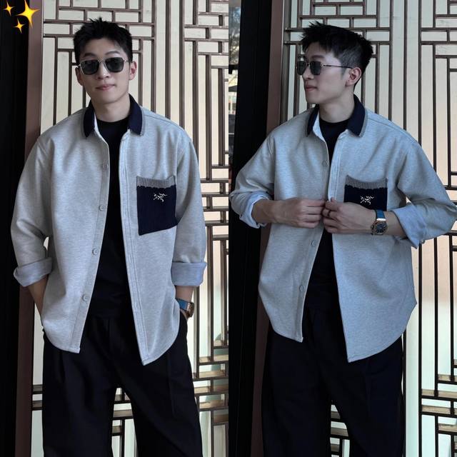 供 Arc'teryx始祖鸟秋季翻领老钱风长袖卫衣男士拼接撞色休闲开衫百搭小众款 纯棉面料 针织拼接大牌元素口袋 垂感十足！不沾毛！不易变形起！舒适透气！ 做工