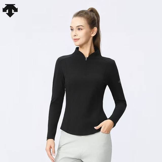 Descente 迪桑特25秋季新款！女士一体绒户外运动训练跑步半拉链长袖！掌柜力荐！观网门店同步！面料弹力舒适透气吸湿！一体绒面！锁温蓄热！秋冬易可当内搭！手