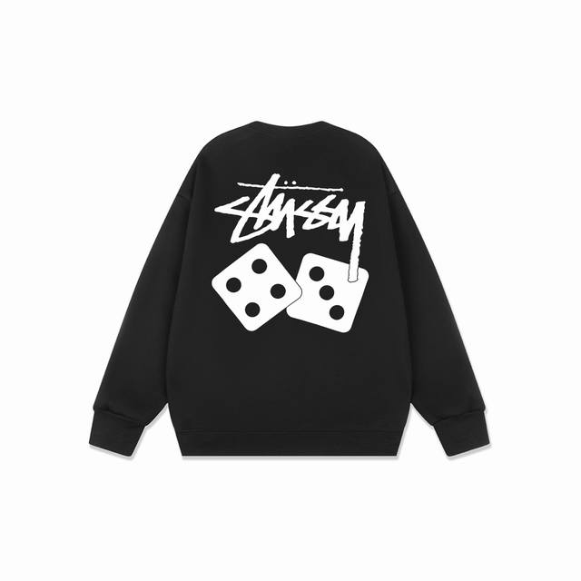 Stussy斯图西 经典骰子印花 初秋新款高品质宽松圆领卫衣 男女情侣款 面料：重磅纯棉380毛圈面料 工艺：Os宽松版型偏大，质感精梳棉面料，走线均是全身三线