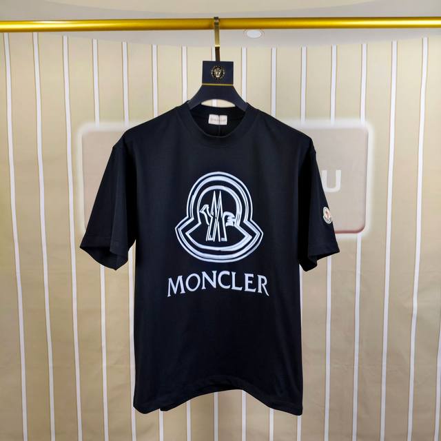 M*Ncler 蒙口2025早春新款原单男士圆领短袖T恤 专柜同步售卖 高端品质 高版本 Os版型阔版 爆款印胶字母Logo袖上绣标设计 定制进口双股100%纯