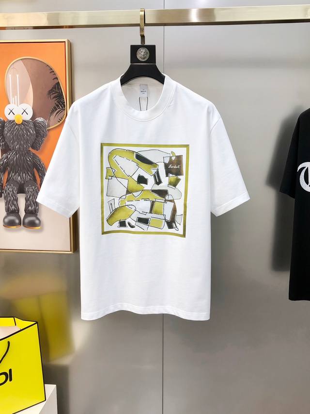 B*Rluti 布鲁提2025春夏新款原单男士圆领短袖T恤 专柜同步售卖 爆款高端品质 高版本 Os版型阔版 印胶印花Logo图案设计 定制进口双股100%纯棉