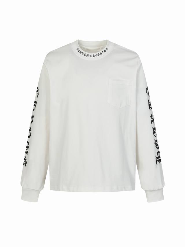 高版本Chrome Hearts克罗心 花臂梵文印花长袖T恤，秋冬王炸！胸前口袋，领口袖口高克重螺纹，整体采用 G双纱纯棉面料，洗水防伪吊牌等辅料标配。正确版本