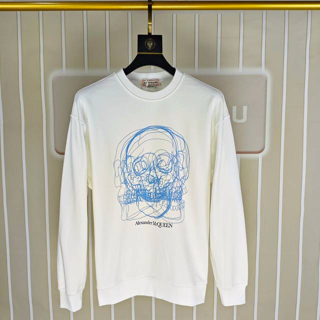 Mcq*Een 麦昆2025秋冬新款原单男士休闲卫衣 高端定制 高版本 时尚百搭爆款Os宽松偏大版型印花字母Logo图案设计 原版进口420克双股纯棉面料 螺纹