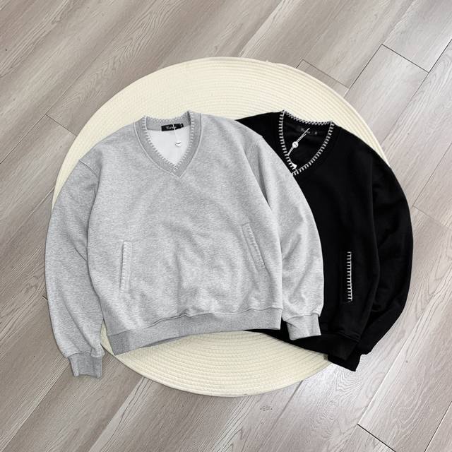 自发热恒温防静电科技面料重磅V领手缝线短宽长袖卫衣 货号2055 颜色 黑色 灰色 尺码 S M L Xl 材质 35%聚酯纤维 65%棉 秋冬必备的加绒卫衣来