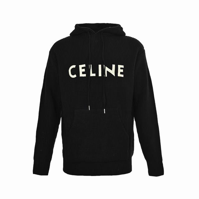 Celine 赛琳 21Fw 贴布字母Logo连帽毛衣 原12,500购入，面料采用最接近原版的75羊毛25安哥拉兔毛，采用定制膨体混纺羊毛绒，上身舒适柔软，克