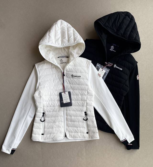 上新 户外系列轻薄滑雪服 Moncler Grenoble 90白鸭绒填充纯色徽标字母拉链舒适简约时髦轻便修身拼接款连帽羽绒服外套外套！！！ Moncler25