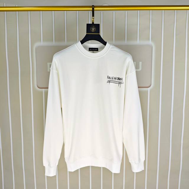 Bal*Nciaga 巴黎世家 2025秋冬新款原单男士休闲卫衣 高端定制 高版本 时尚百搭爆款Os宽松落肩偏大版型印花Logo图案设计 原版进口420克双股纯