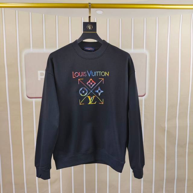 Lv 路易威登 2025秋冬新款原单男士休闲卫衣 高端定制 高版本 时尚百搭爆款Os宽松落肩偏大版型印花Logo图案设计 原版进口420克双股纯棉面料 螺纹袖口