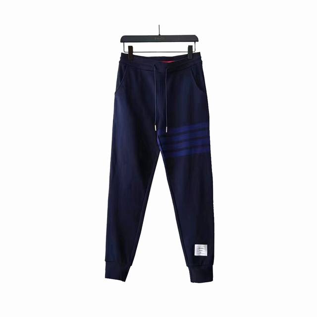 实拍细节图+尺码表 Thom Browne 汤姆布朗. Tb灰条蓝条色织四条杠长裤 Tb长裤色织经典色织灰、蓝彩条四条杠长卫裤 Zp面料色织定制 380克重经典