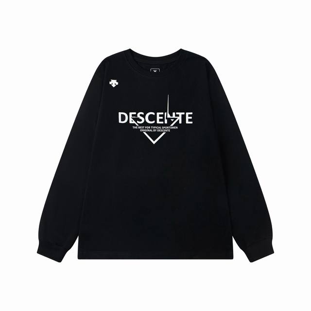 迪桑特 Descente 秋冬系列 32S双纱300克面料 迪桑特专柜经典基础款康印花 重磅面料 定制拉架罗纹同缸同染 三标齐全 男女同款 颜色：黑色 白色 尺