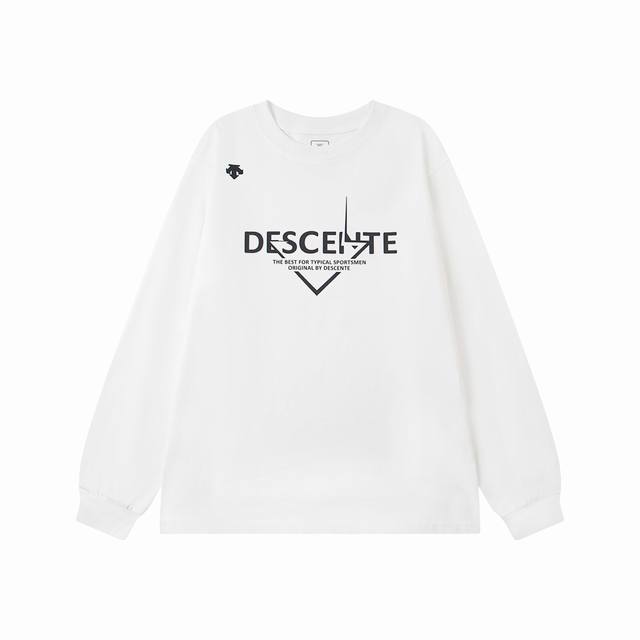 迪桑特 Descente 秋冬系列 32S双纱300克面料 迪桑特专柜经典基础款康印花 重磅面料 定制拉架罗纹同缸同染 三标齐全 男女同款 颜色：黑色 白色 尺