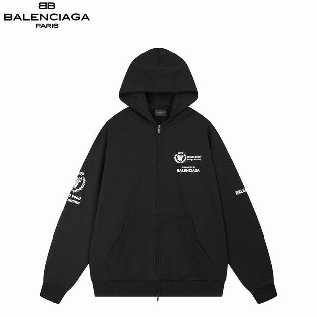 Balenciaga 巴黎世家 25Fw粮食署联名连帽外套 砖柜同步.第一时间正品研制，欢印对比！面料采用巴黎Zp定织定染全棉大卫衣。克重460克，布面干净.布