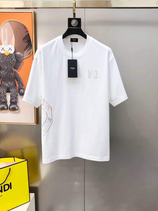 Fd 芬迪2025春夏新款原单男士圆领短袖T恤 专柜同步售卖 高端品质 高版本 Os版型阔版 爆款印胶印花Logo图案设计 定制进口双股100%纯棉面料 手感柔