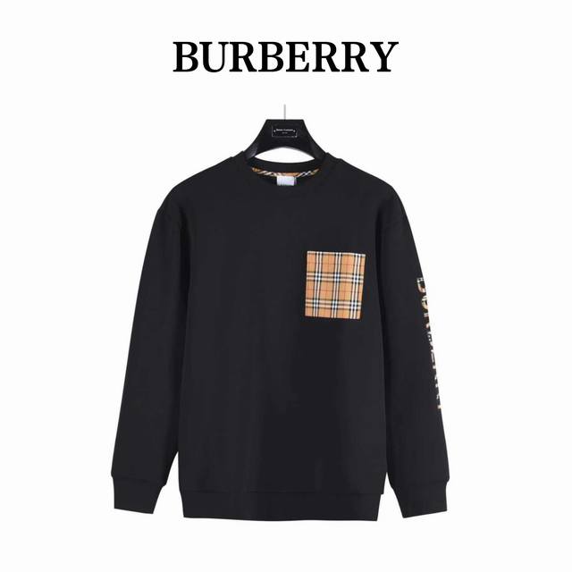 Burberry 巴宝莉 25Ss 口袋格纹袖子字母大标太空棉卫衣 经典Logo设计，官网同步发售，定制面料，柔软细腻，亲肤感极高，简约奢华，设计感十足！给人简
