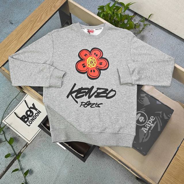 上新 款号：Sy25910 2025秋冬新款Kenzofutura虎头联名海棠花图案Logo字母印花休闲情侣毛圈卫衣，海棠花印花，自带高辨识度，轻奢感拉满！35