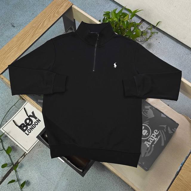 上新 款号：Sy25908 2025秋冬新款Ralph Lauren拉夫劳伦经典刺绣骑士图案Logo绣花半拉链毛圈卫衣，质感拉满的秋冬刚需，350G重磅大毛圈面