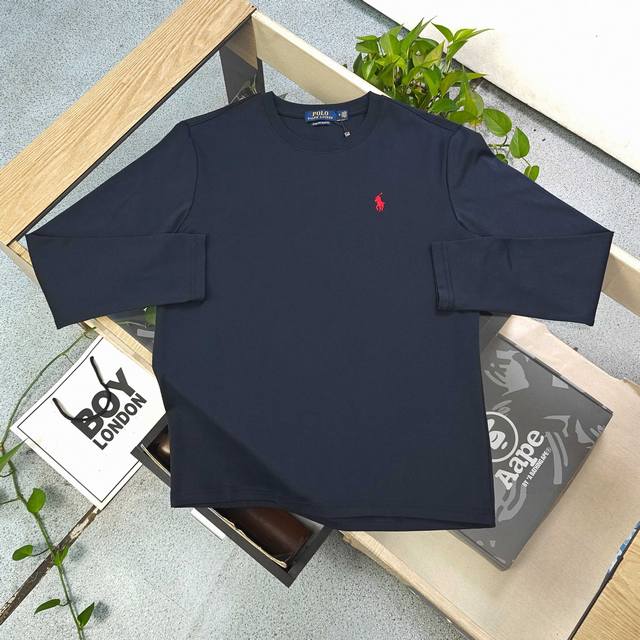上新 款号：Sy25901 2025新款Ralph Lauren拉夫劳伦经典刺绣骑士Logo图案绣花休闲情侣长袖T恤，极简纯色，诠释美式休闲格调。精致小马标刺绣