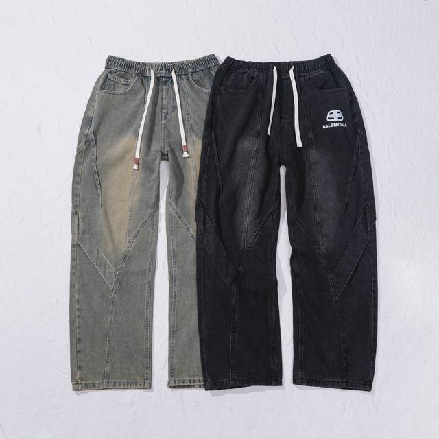 品控款 #Balenciaga 巴黎世家 新款高街弯刀水洗丹宁牛仔裤长裤子 春秋冬季男女同款 - 进口水洗丹宁牛仔面料，品质做工 高级感拉满 - 透气性亲肤感超