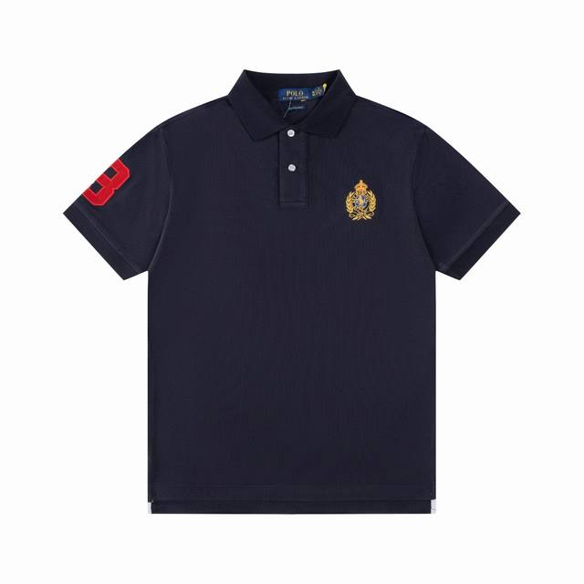 R71 Ralph Lauren 拉夫劳伦金马标背后三匹小马Logo刺绣休闲赛马 翻领Polo衫 T恤短袖 S~Xxl 黑色 藏青 灰色 白色 原版面料 %珠地