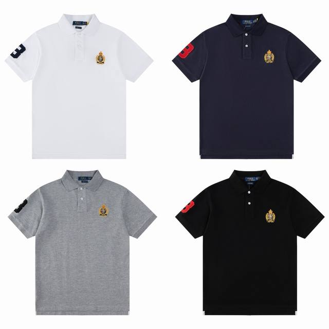 R71 Ralph Lauren 拉夫劳伦金马标背后三匹小马Logo刺绣休闲赛马 翻领Polo衫 T恤短袖 S~Xxl 黑色 藏青 灰色 白色 原版面料 %珠地