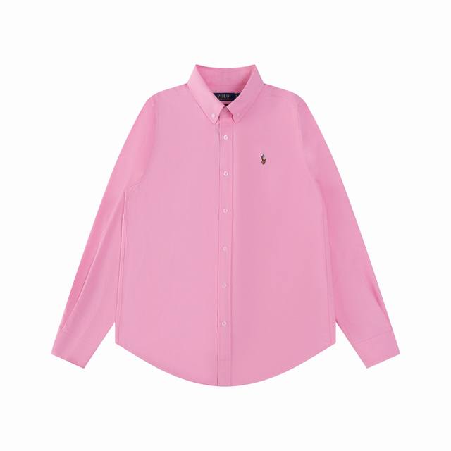R61 Ralph Lauren拉夫劳伦牛津纺彩马Logo刺绣排扣翻领经典长袖休闲衬衫 颜色：白色 灰色 浅蓝 湖水绿 黄色 粉色 紫色 卡其色 藏青色 黑色