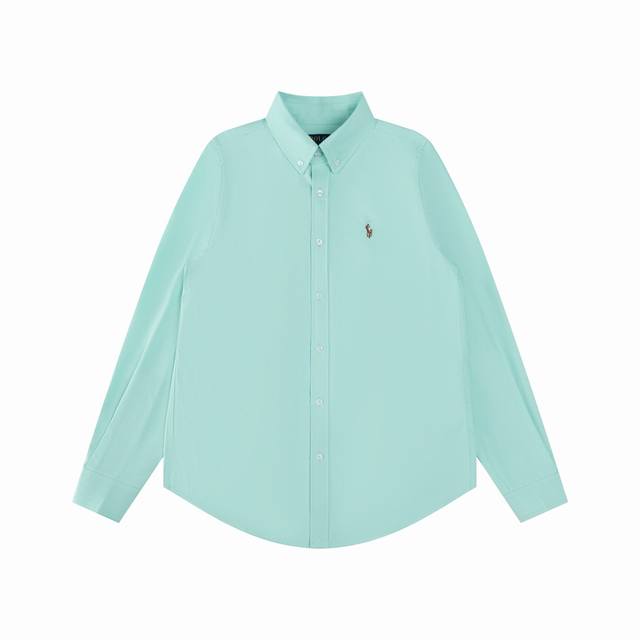 R61 Ralph Lauren拉夫劳伦牛津纺彩马Logo刺绣排扣翻领经典长袖休闲衬衫 颜色：白色 灰色 浅蓝 湖水绿 黄色 粉色 紫色 卡其色 藏青色 黑色
