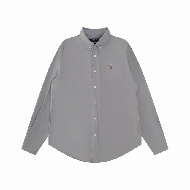 R61 Ralph Lauren拉夫劳伦牛津纺彩马Logo刺绣排扣翻领经典长袖休闲衬衫 颜色：白色 灰色 浅蓝 湖水绿 黄色 粉色 紫色 卡其色 藏青色 黑色
