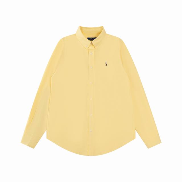 R61 Ralph Lauren拉夫劳伦牛津纺彩马Logo刺绣排扣翻领经典长袖休闲衬衫 颜色：白色 灰色 浅蓝 湖水绿 黄色 粉色 紫色 卡其色 藏青色 黑色