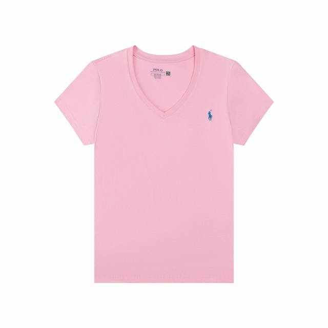 R Ralph Lauren 拉夫劳伦女士修身夏季纯色小马刺绣V领短袖T恤 辣妹穿搭 尺码：Xs S M 颜色：黑色 白色 绿色 紫色 藏青色 深灰色 黄色 浅