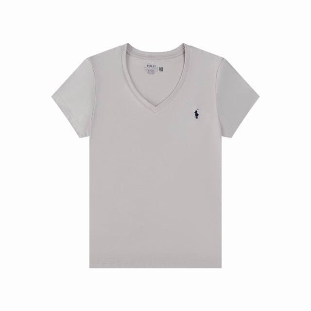 R Ralph Lauren 拉夫劳伦女士修身夏季纯色小马刺绣V领短袖T恤 辣妹穿搭 尺码：Xs S M 颜色：黑色 白色 绿色 紫色 藏青色 深灰色 黄色 浅