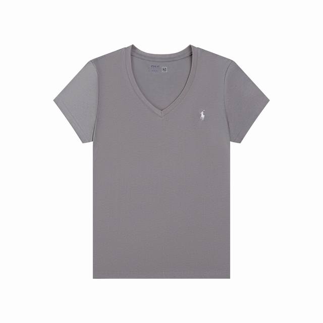 R Ralph Lauren 拉夫劳伦女士修身夏季纯色小马刺绣V领短袖T恤 辣妹穿搭 尺码：Xs S M 颜色：黑色 白色 绿色 紫色 藏青色 深灰色 黄色 浅