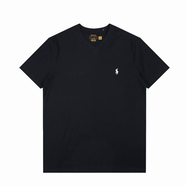 R36 Polo Ralph Lauren 拉夫劳伦男士夏季新款纯色小马刺绣V领短袖T恤 尺码：S-Xxl 颜色：黑色 灰色 白色 藏青色 情侣装经典款刺绣纯棉