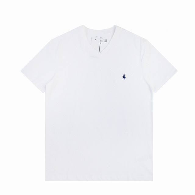 R36 Polo Ralph Lauren 拉夫劳伦男士夏季新款纯色小马刺绣V领短袖T恤 尺码：S-Xxl 颜色：黑色 灰色 白色 藏青色 情侣装经典款刺绣纯棉