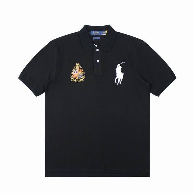 R31 Polo Ralph Lauren 拉夫劳伦 基础大马皇冠俱乐部徽章刺绣Logo Big Pony 翻领Polo衫 T恤短袖 S~Xxl 黑色 藏青 灰