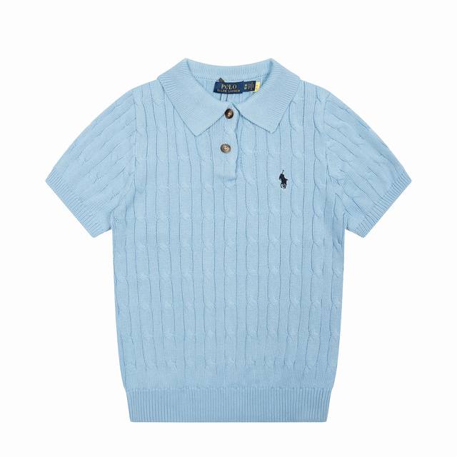R37 Ralph Lauren 拉夫劳伦夏季针织绞花小马刺绣翻领毛衣Polo衫短袖T恤 女装上衣修身版型 尺码：S-Xl 颜色：粉色 紫色 卡其色 灰色 彩蓝