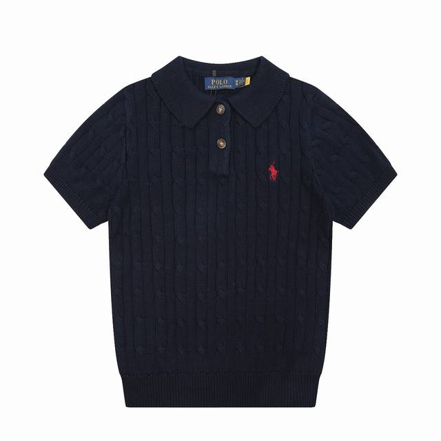 R37 Ralph Lauren 拉夫劳伦夏季针织绞花小马刺绣翻领毛衣Polo衫短袖T恤 女装上衣修身版型 尺码：S-Xl 颜色：粉色 紫色 卡其色 灰色 彩蓝