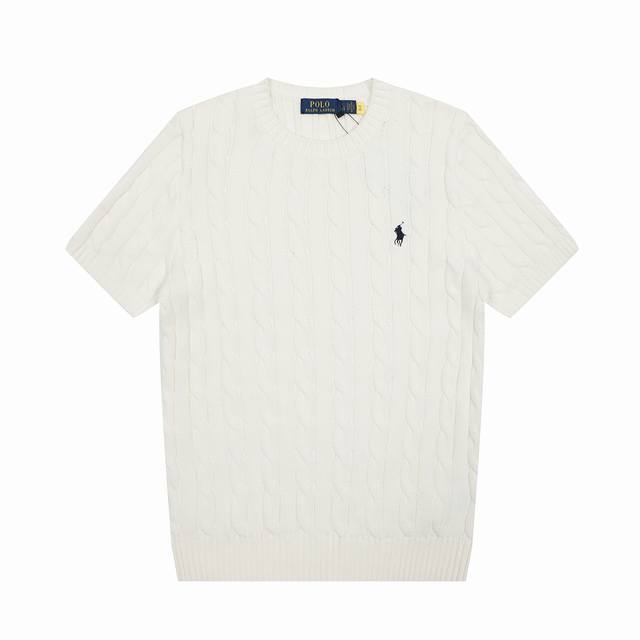 R38 Ralph Lauren 拉夫劳伦夏季针织绞花小马刺绣圆领毛衣短袖T恤 官网同步 女装上衣 尺码：S-Xl 颜色：灰色 蓝色 粉色 紫色 浅蓝色 白色