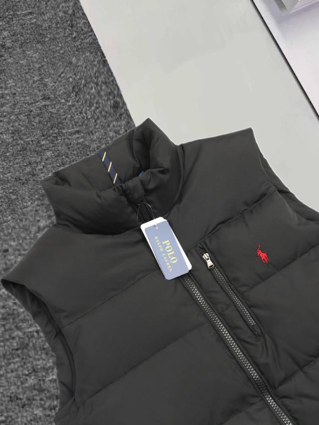 实拍细节图 控 24Ss冬季新款Ralph Lauren 拉夫劳伦男装经典款防沾水羽绒马甲Rl14255 官网同款顶级复刻 号：Rl14255 - 颜色：黑色