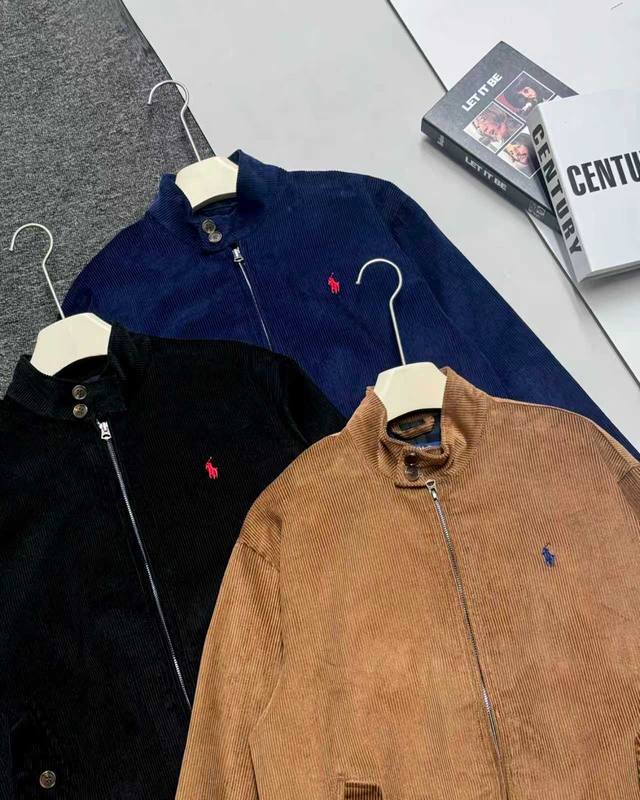 实拍细节图 控 拉夫劳伦哈林顿老钱风Polo Ralph Lauren Fw22 纯色Logo刺绣灯芯绒夹克 Ralph Lauren拉夫劳伦老干部复古灯芯绒夹