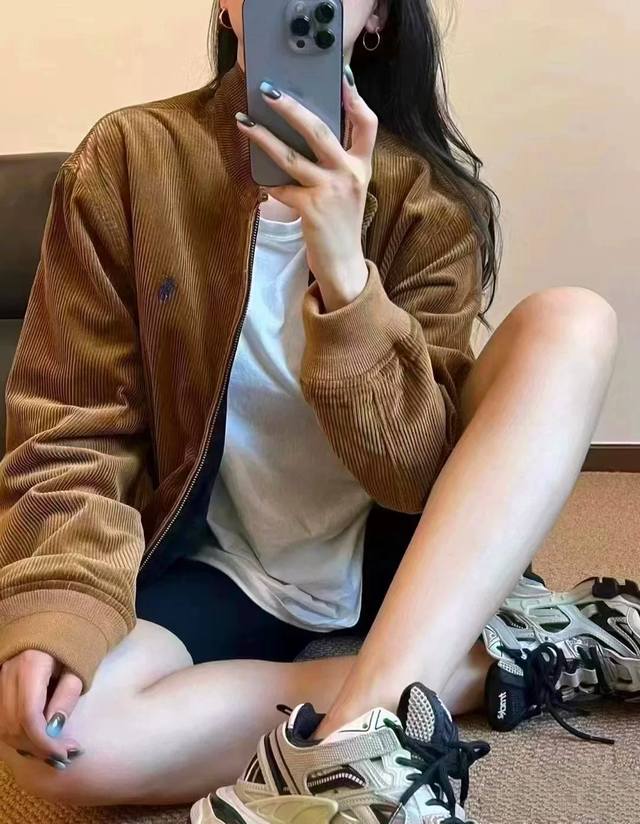 控 拉夫劳伦哈林顿老钱风Polo Ralph Lauren Fw22 纯色Logo刺绣灯芯绒夹克 Ralph Lauren拉夫劳伦老干部复古灯芯绒夹克男女同款