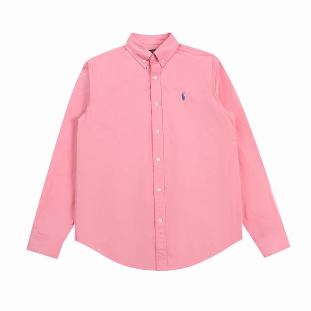 R28 Polo Ralph Lauren拉夫劳伦牛津纺纯色Logo刺绣排扣翻领经典长袖休闲衬衫 颜色：粉色 蓝色 浅蓝 酒红 军绿 藏青 卡其 白色 黑色 薄