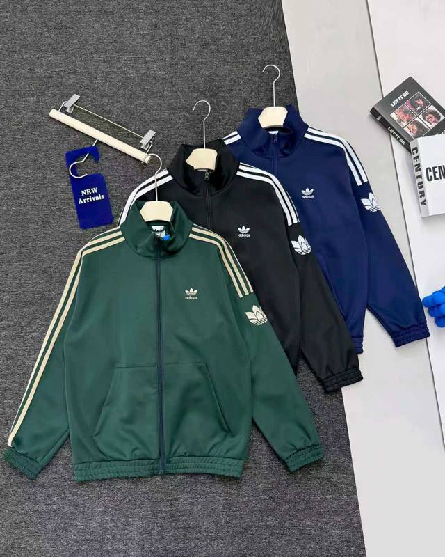 实拍细节图 控 阿迪达斯三叶草Adidas Originals Rt Tt U2 舒适运动休闲防风复古立领条纹夹克外套 男女同款 Adidas阿迪达斯三叶草25