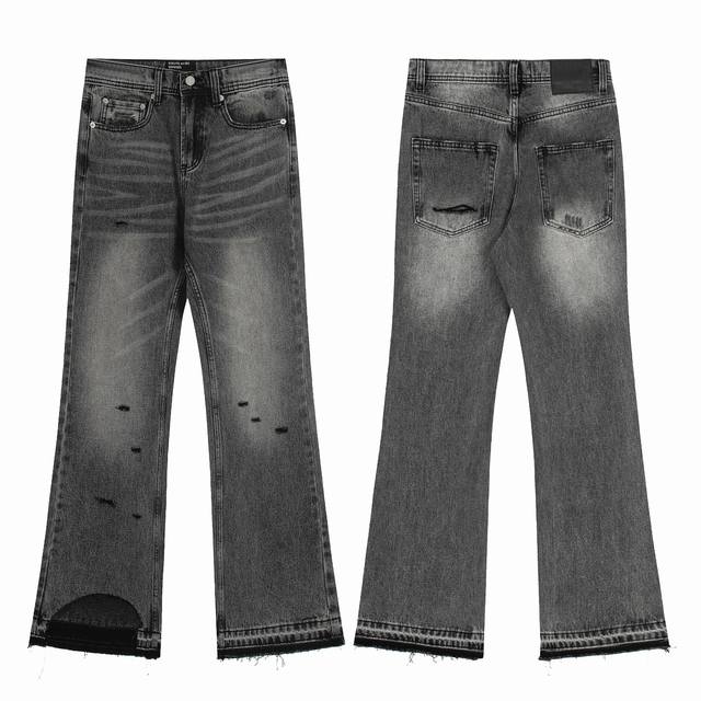 款号E70 白底图实拍 今年穿穿富二代一定会暴富 Enfants Riches Deprimes Erd忧郁的富二代24Ss灼烧破洞水洗做旧黑色牛仔裤 尺码28